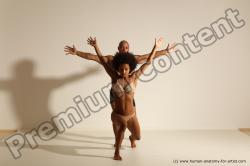 Underwear Gymnastic poses Woman - Man Black Muscular Dancing Dynamic poses Academic